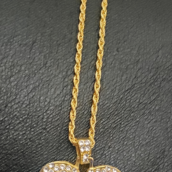 NWT Golden Heart Broken Iced Out Pendant Necklace - Picture 11 of 12